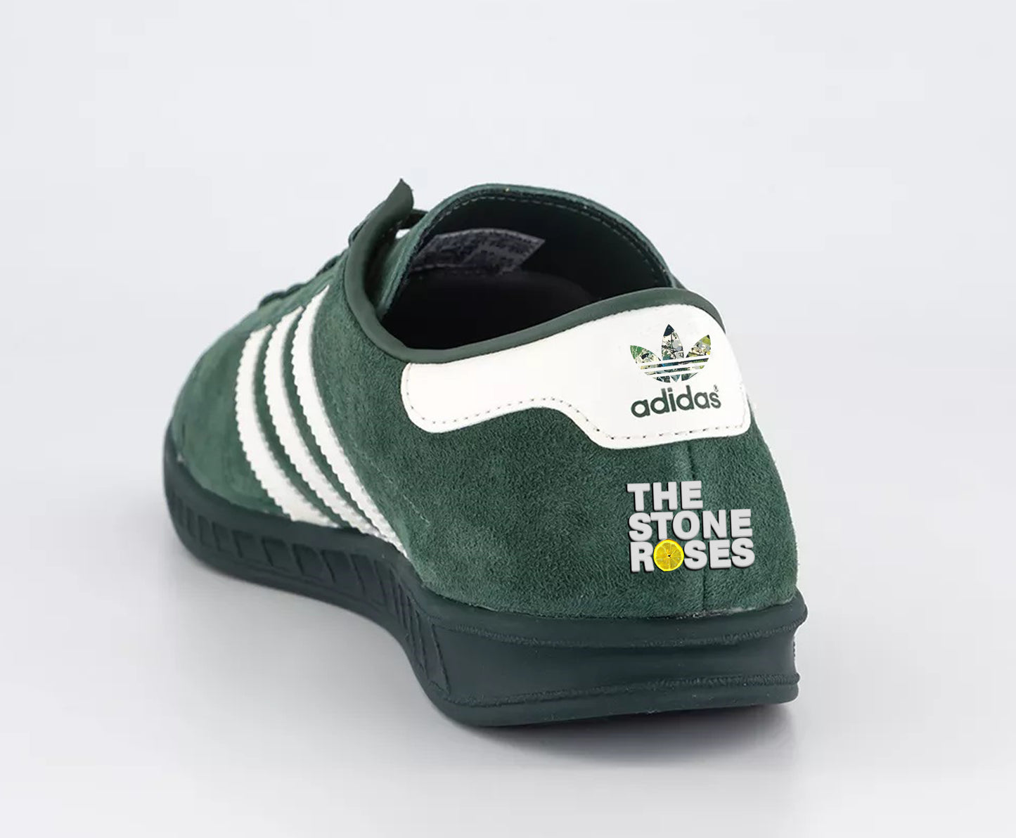 Limited edition The Stone Roses I am the resurrection adidas originals Dark Green / white Hamburg custom trainers / sneakers