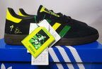 Limited edition Manchester United Eric Cantona inspired Black /Green/ Yellow Adidas custom Handball Spezial trainers  / sneakers