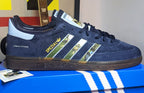 Limited edition The Verve, Urban Hymns inspired navy blue /sky blue Adidas custom Handball Spezial trainers / sneakers