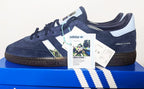 Limited edition The Verve, Urban Hymns inspired navy blue /sky blue Adidas custom Handball Spezial trainers / sneakers