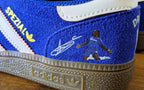 Limited edition Chelsea FC Didier Drogba inspired blue /white/ suede Adidas custom Handball Spezial  trainers / sneakers