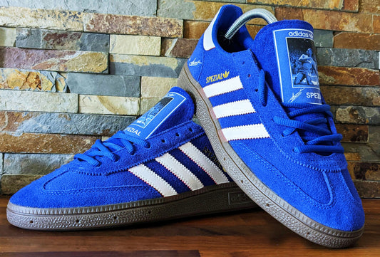Limited edition Chelsea FC Didier Drogba inspired blue /white/ suede Adidas custom Handball Spezial  trainers / sneakers
