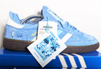 Limited edition Manchester City Sergio Aguero inspired Blue /White/ Adidas Handball Spezial trainers / sneakers