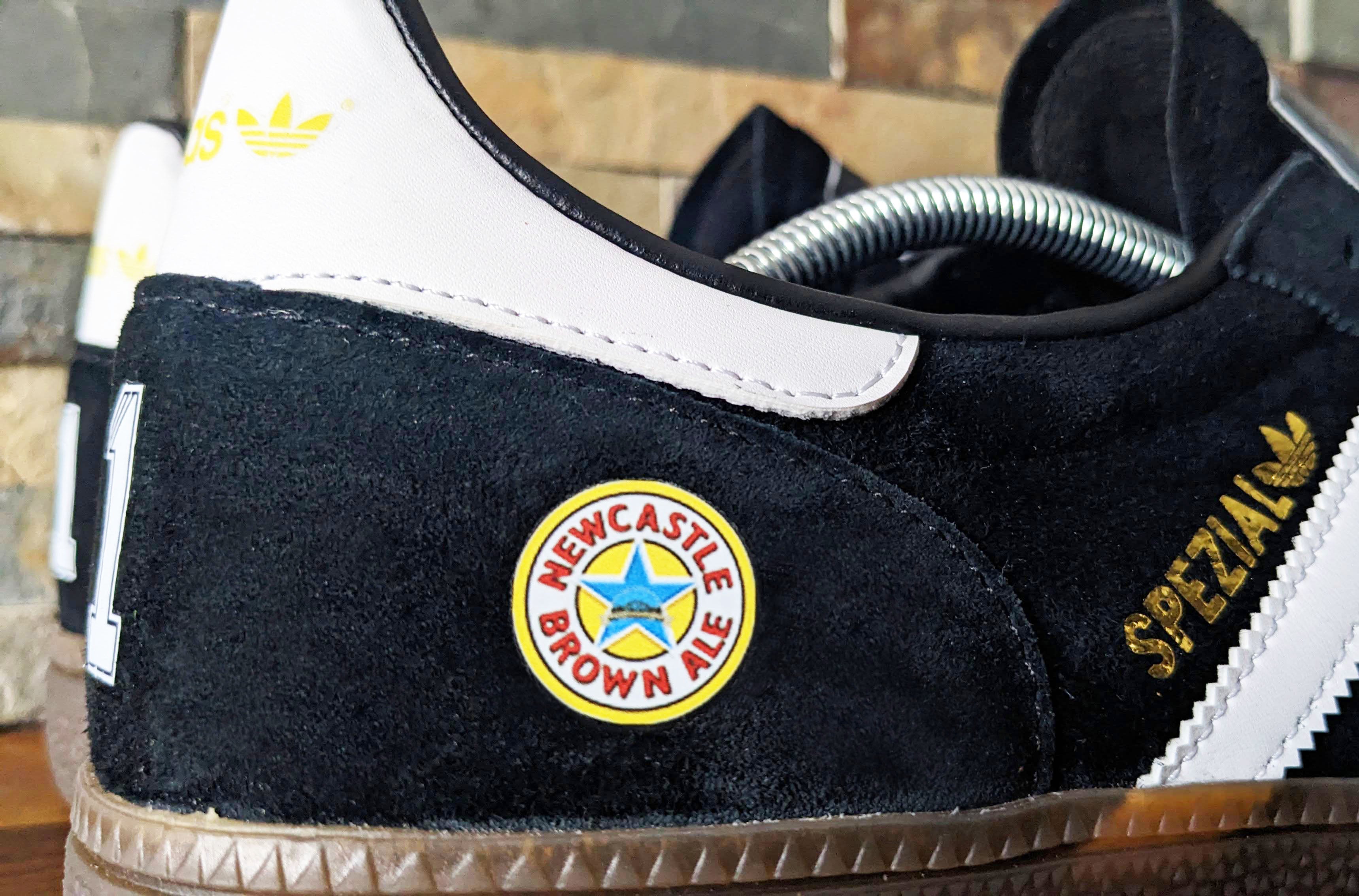 Limited edition retro Newcastle Tino Asprilia inspired Black /White/  Adidas custom Handball Spezial trainers / sneakers