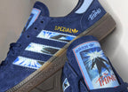 Limited edition John Carpenters The Thing movie inspired navy blue /sky blue Adidas custom Handball Spezial trainers / sneakers
