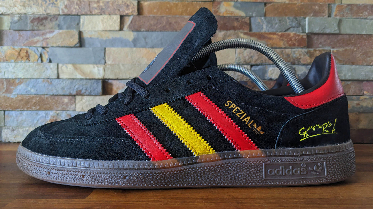 Limited edition Guns N Roses Appetite For Destruction black / red / yellow Adidas custom Handball Spezial trainers / sneakers