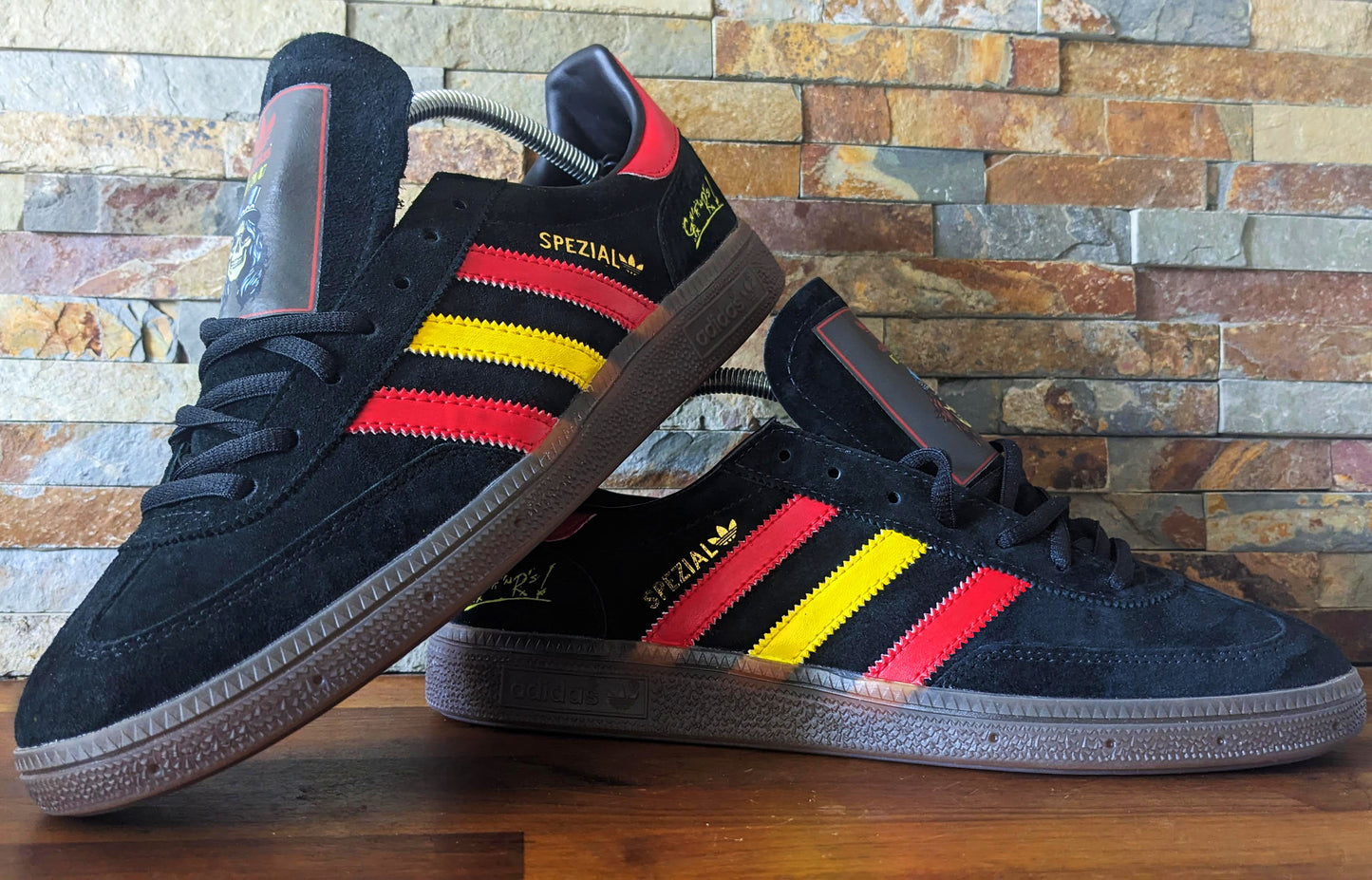 Limited edition Guns N Roses Appetite For Destruction black / red / yellow Adidas custom Handball Spezial trainers / sneakers