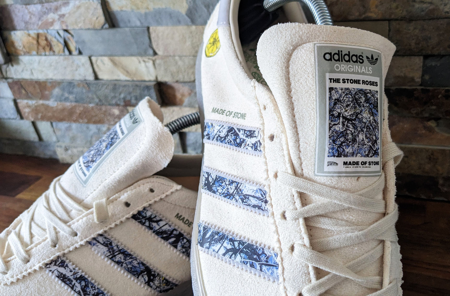 Limited edition The Stone Roses Made of Stone Custom Adidas originals off white / grey trainers / sneakers