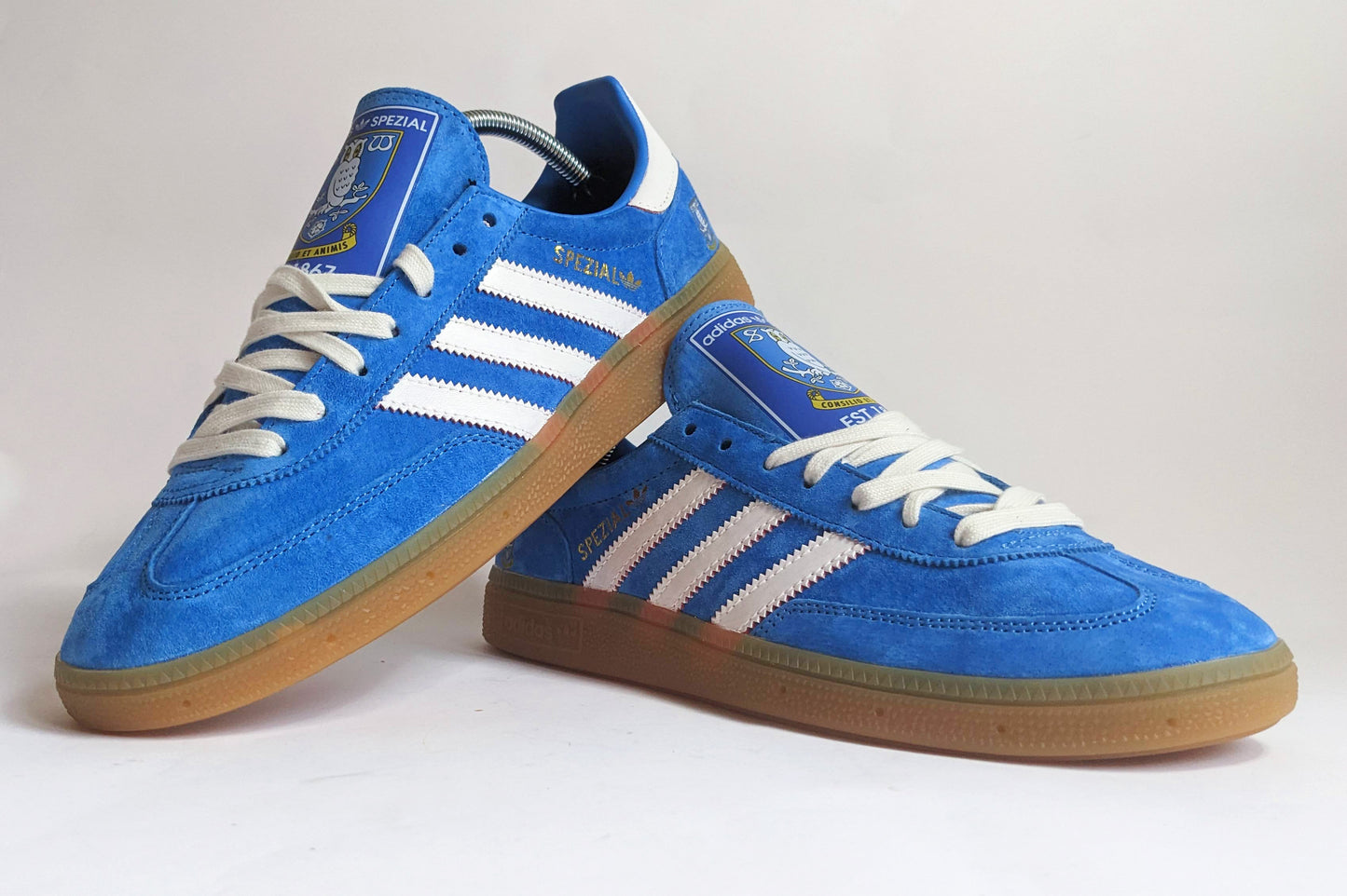 Limited edition Sheffield Wednesday Adidas Spezial blue / white custom trainers / sneakers