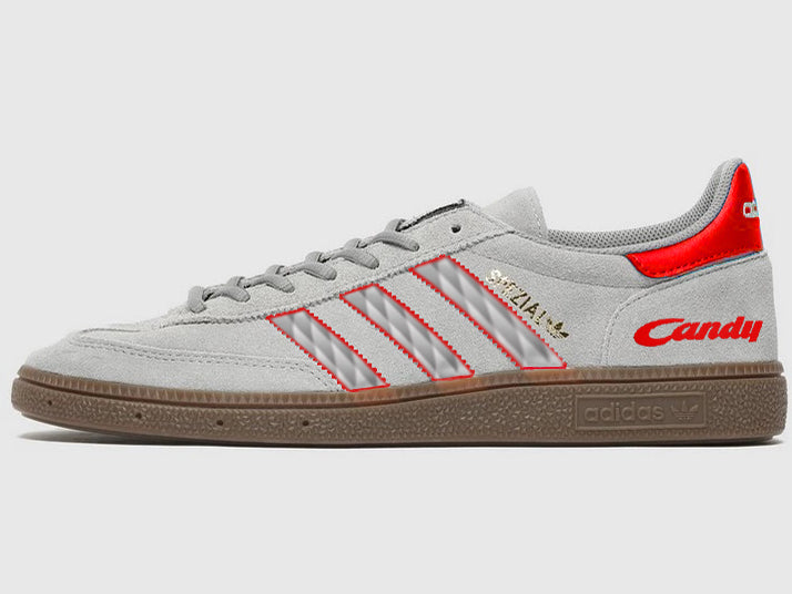 Limited edition Liverpool FC retro 89/90 John Barnes away kit inspired grey / red  Adidas Handball Spezial trainers / sneakers
