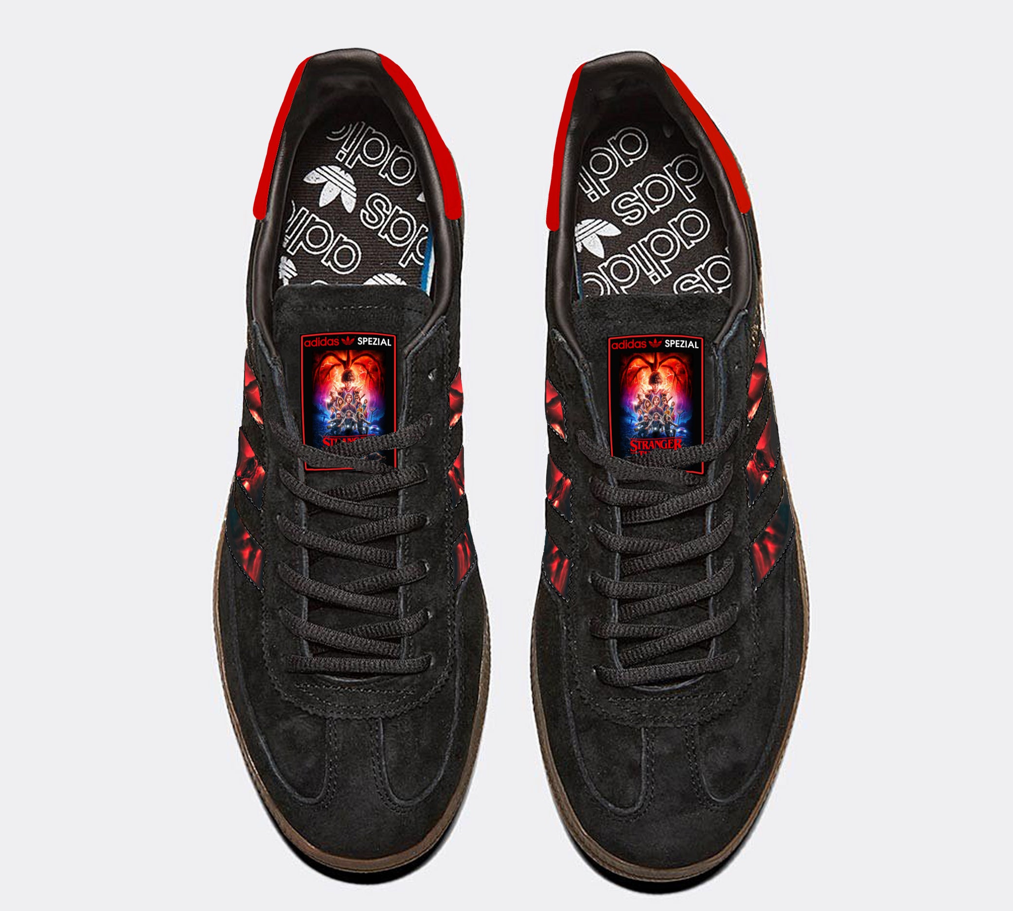 Limited edition Stranger things Black / Red Adidas custom Handball Spezial trainers / sneakers