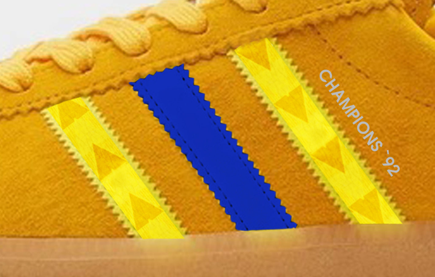 Limited edition Leeds Utd FC retro Gordon Strachan yellow / blue Adidas custom Sunshine trainers / sneakers