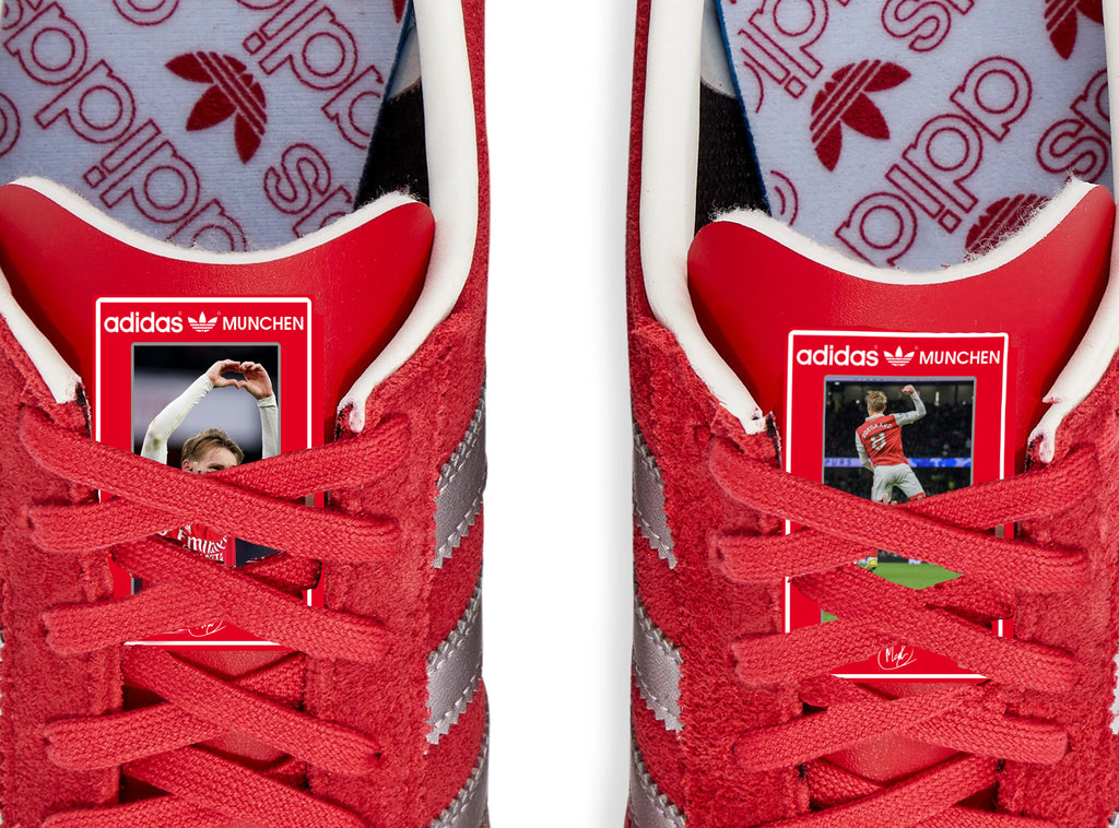 Limited edition Arsenal FC Martin Odegard Adidas Munchen red custom trainers / sneakers