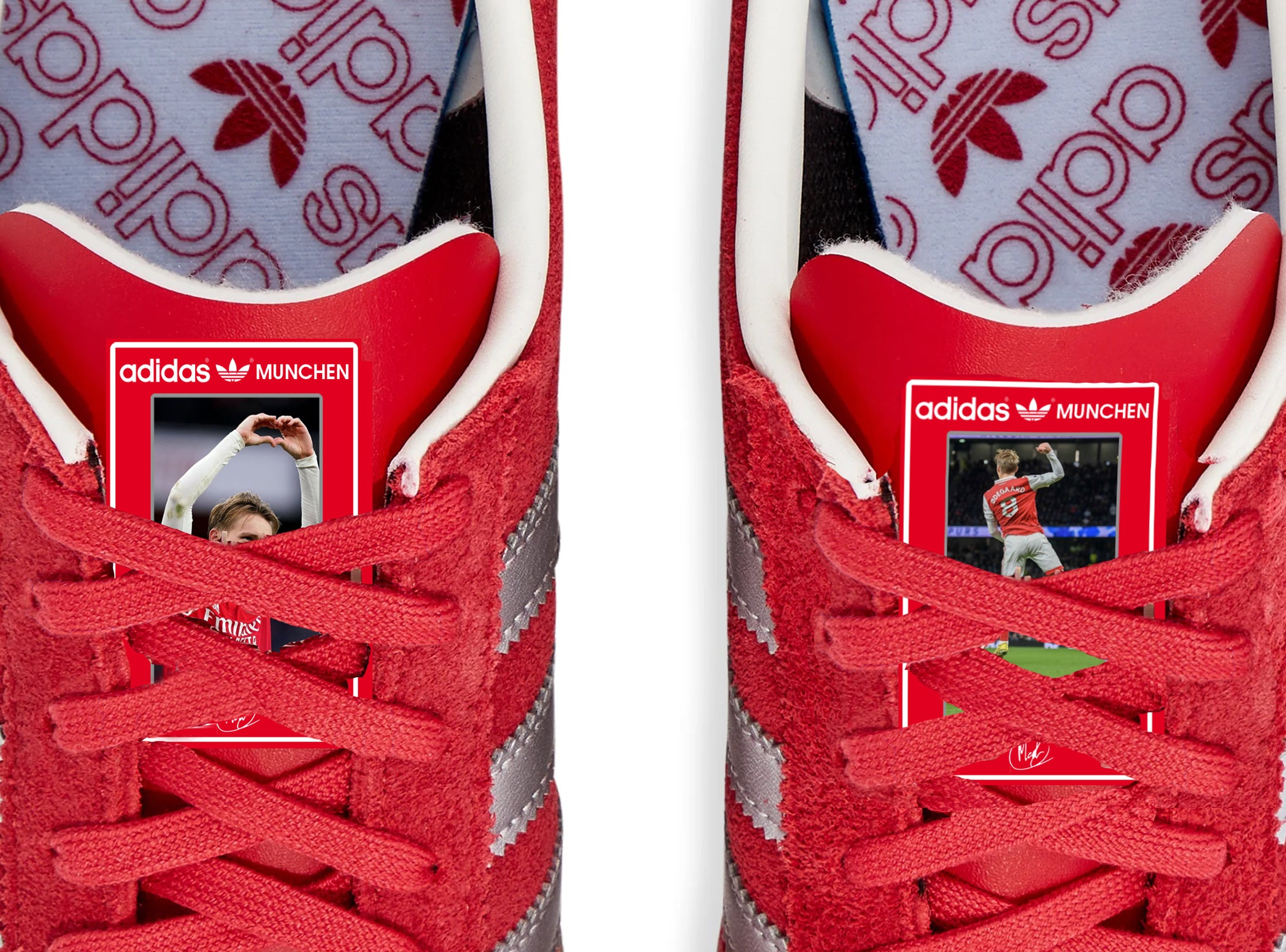 Limited edition Arsenal FC Martin Odegard Adidas Munchen red custom trainers / sneakers