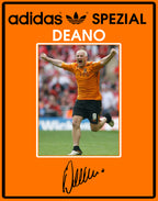 Limited edition Hull City FC Dean Windass inspired black / orange suede Adidas Handball Spezial trainers / sneakers