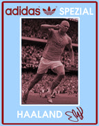 Limited edition Manchester City Erling Haaland inspired blue/ white / burgundy Adidas custom Handball Spezial trainers / sneakers