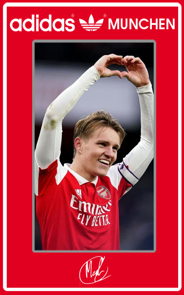 Limited edition Arsenal FC Martin Odegard Adidas Munchen red custom trainers / sneakers