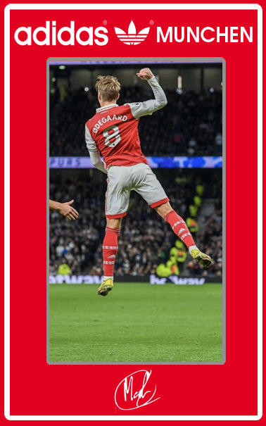 Limited edition Arsenal FC Martin Odegard Adidas Munchen red custom trainers / sneakers