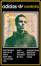 Limited edition Liam Gallagher Why me Why not? black / white Adidas custom Hamburg trainers / sneakers