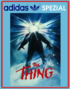 Limited edition John Carpenters The Thing movie inspired navy blue /sky blue Adidas custom Handball Spezial trainers / sneakers