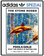 Limited edition The Stone Roses Fools gold light blue / white Adidas custom Handball Spezial trainers / sneakers