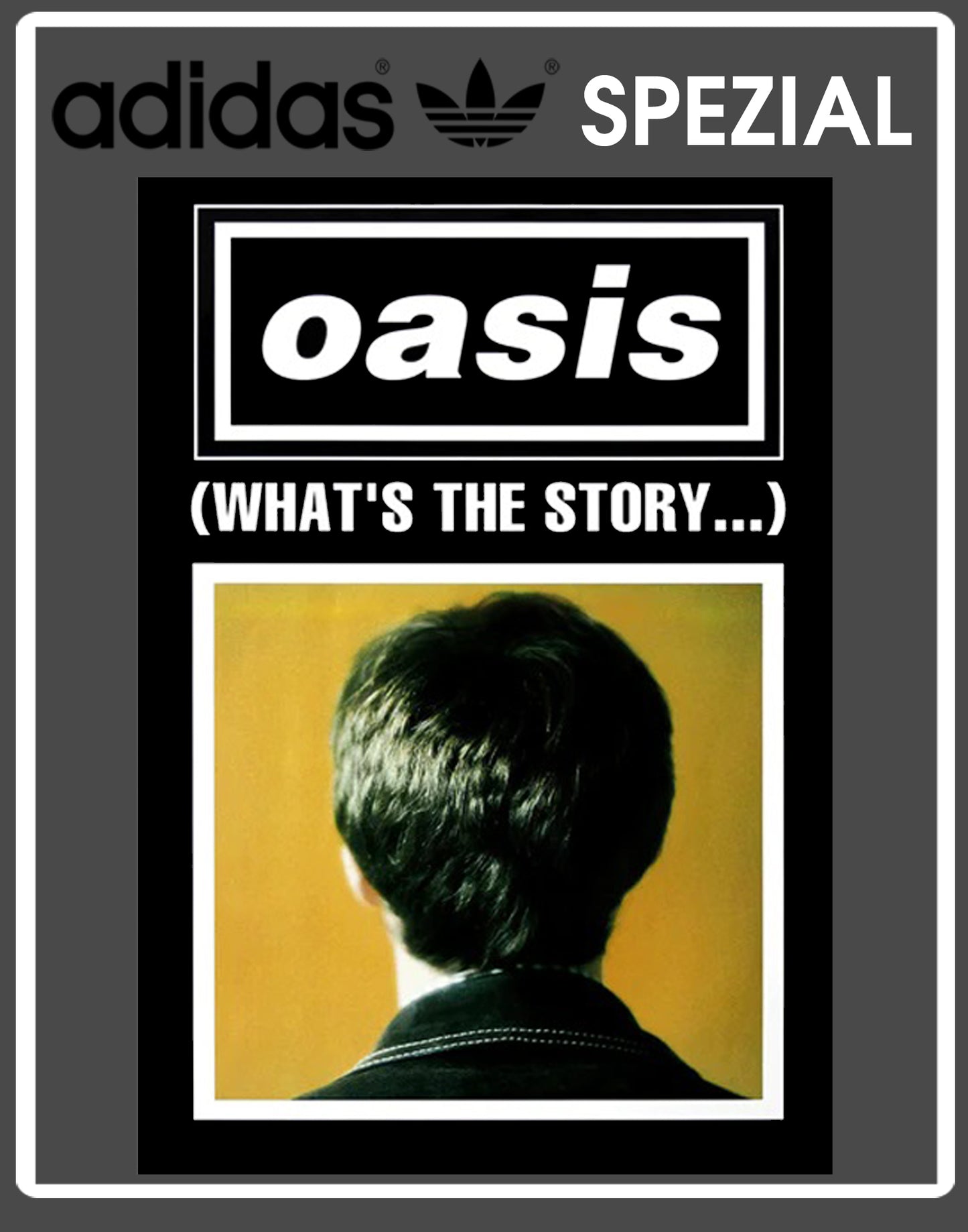 Limited edition Oasis What`s the story morning glory grey / black Adidas custom Handball Spezial trainers / sneakers