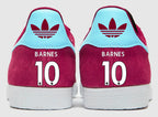 Limited edition Burnley FC Ashley Barnes inspired Claret / blue / white  Adidas custom Gazelle trainers / sneakers