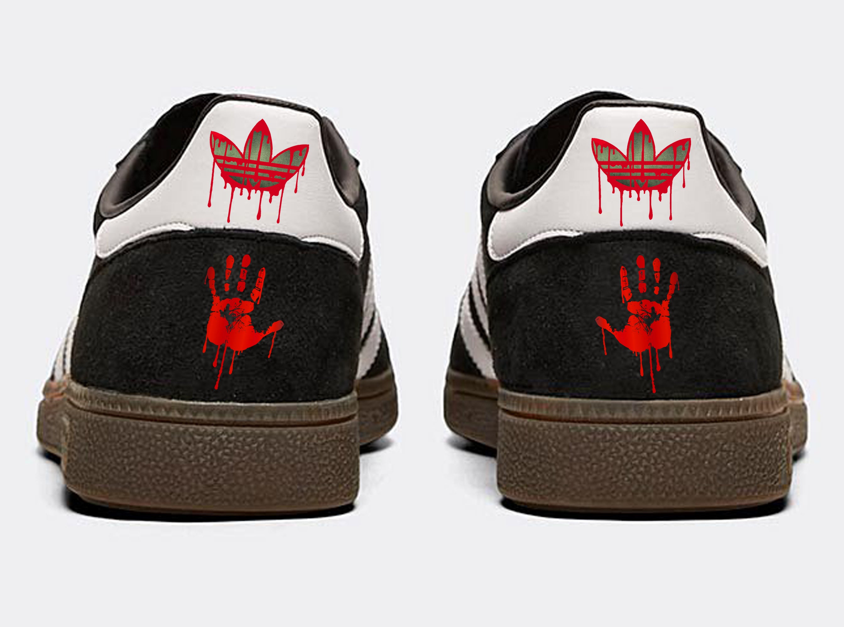 Limited edition The Walking dead inspired black / white Adidas Handball Spezial trainers / sneakers