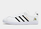 Limited edition Pink Floyd The Dark side of the moon 50th anniversary custom adidas originals white Gazelle trainers / sneakers
