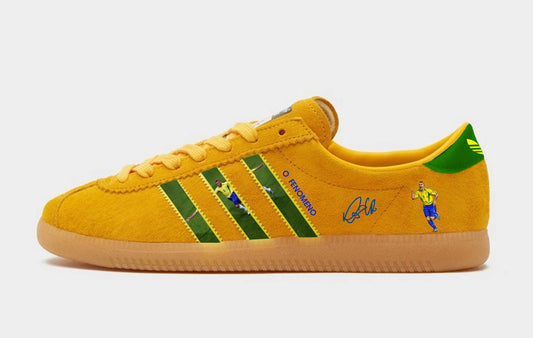 Limited edition Brazil Ronaldo 9 yellow / green suede adidas originals Sunshine trainers by Sneak customs