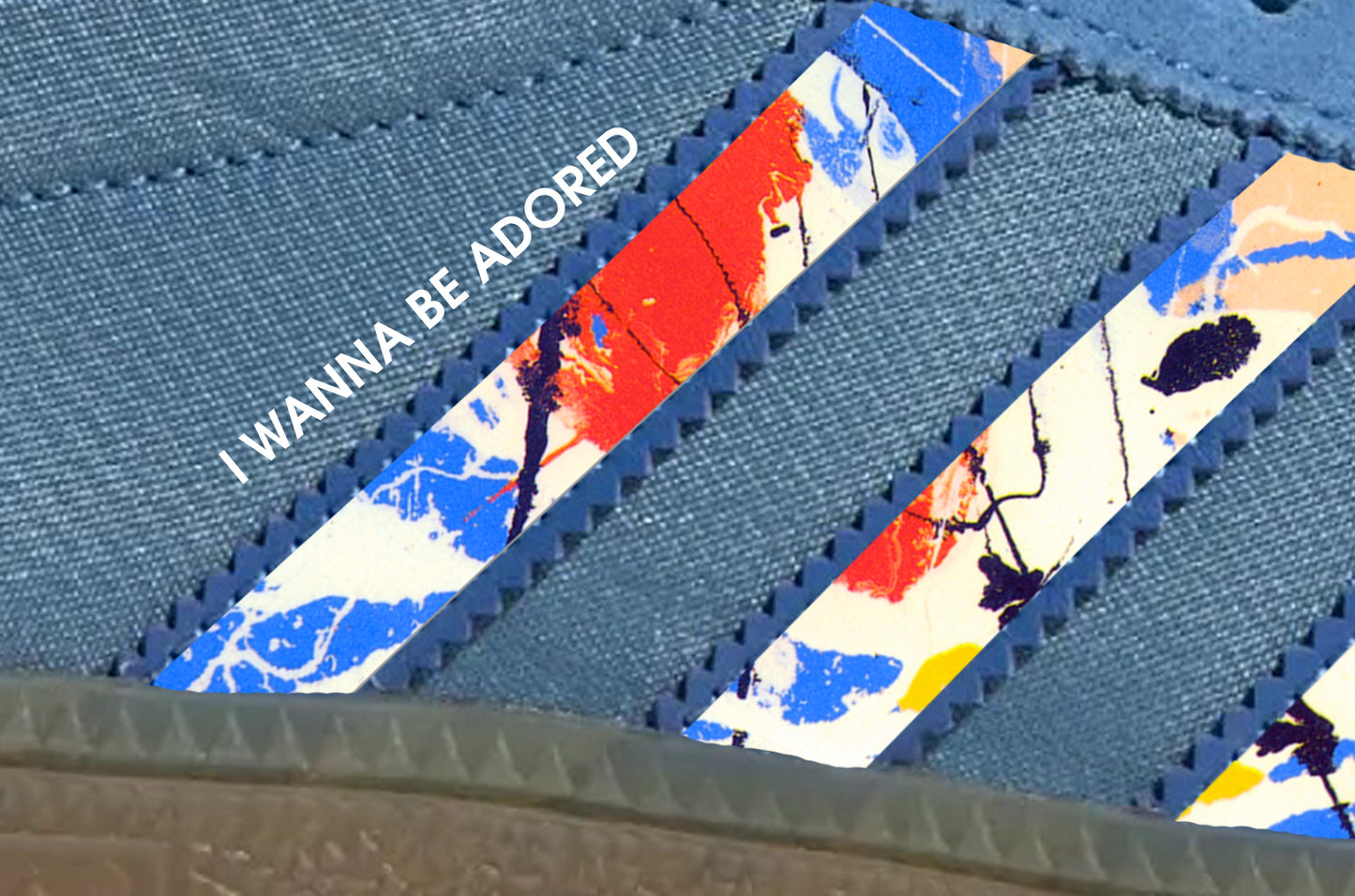 Limited edition The Stone Roses I wanna be adored custom adidas originals blue Handball spezial trainers / sneakers