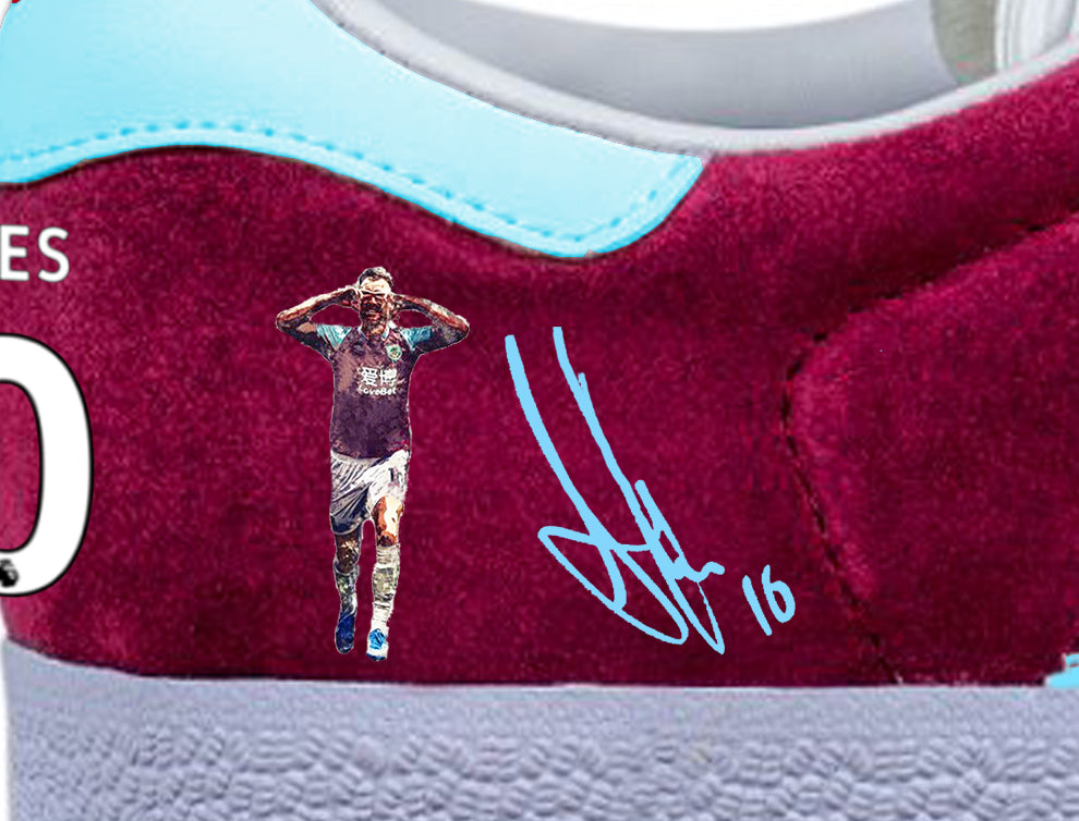 Geplooid Geschikt Controle Limited edition Burnley FC Ashley Barnes inspired Claret / blue / whit –  Sneakcustomtrainers.com