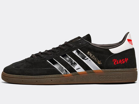 Limited edition The Clash black / red Adidas custom Handball Spezial trainers / sneakers