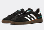 Limited edition Banksy Flower Thrower black/ white/ turquoise Adidas custom Handball Spezial trainers / sneakers