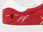 Limited edition Liverpool FC Mo Salah inspired red / white Adidas custom Gazelle trainers / sneakers