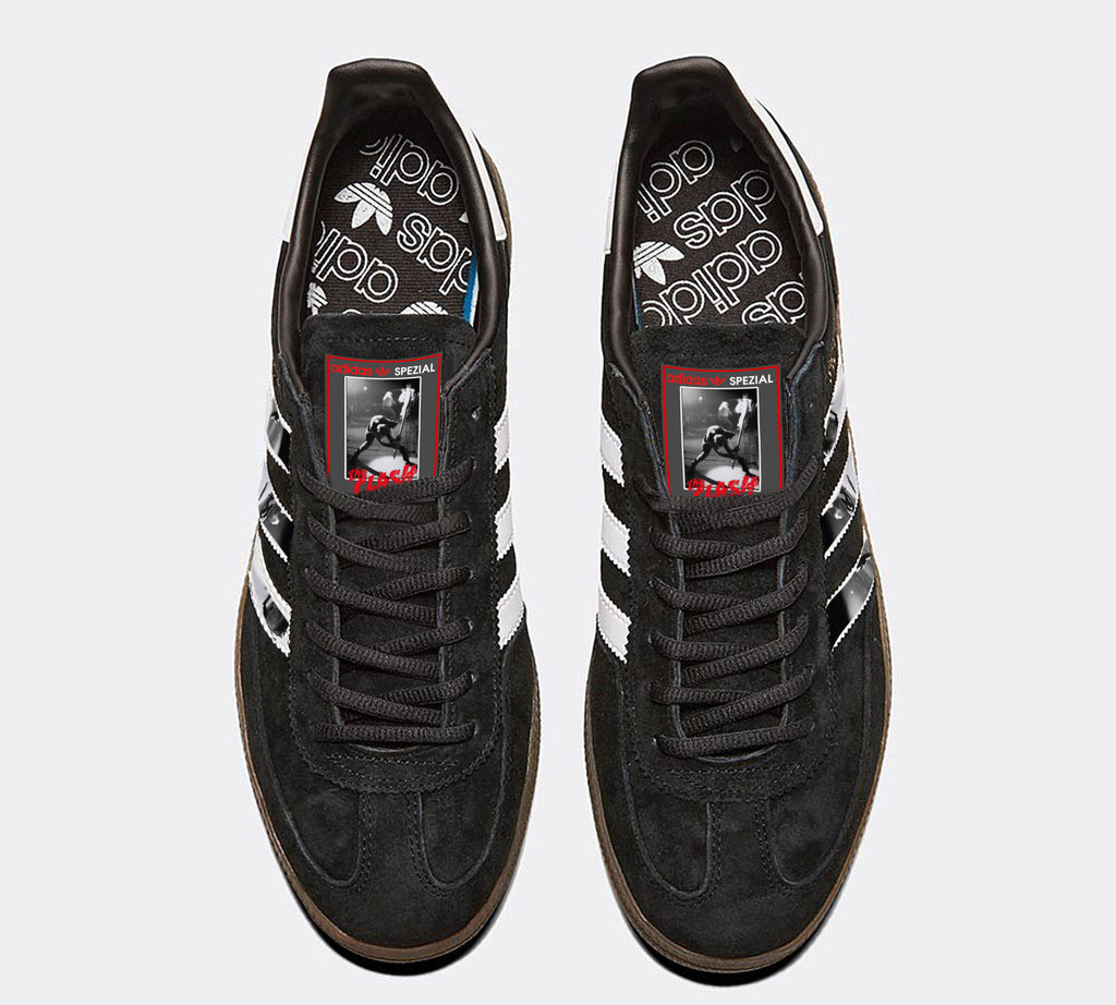 Limited edition The Clash black / red Adidas custom Handball Spezial trainers / sneakers
