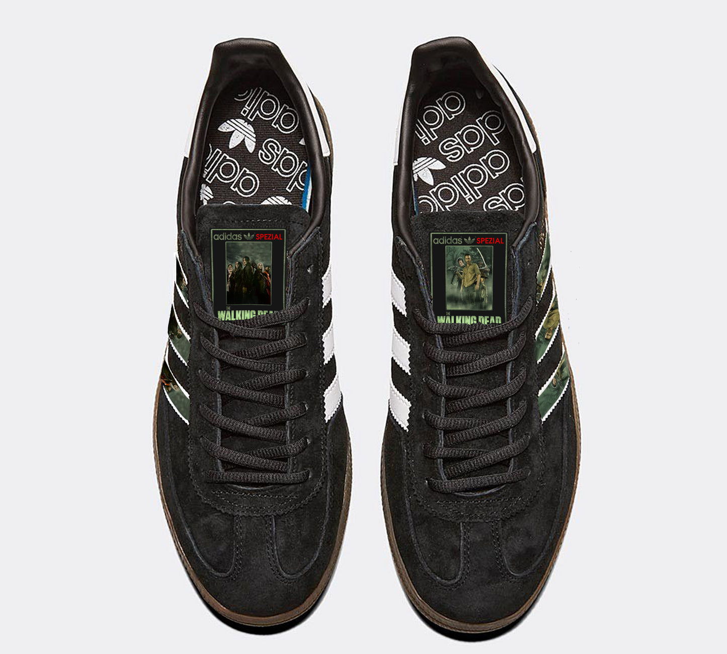 Limited edition The Walking dead inspired black / white Adidas Handball Spezial trainers / sneakers