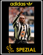 Limited edition retro Newcastle Tino Asprilia inspired Black /White/  Adidas custom Handball Spezial trainers / sneakers